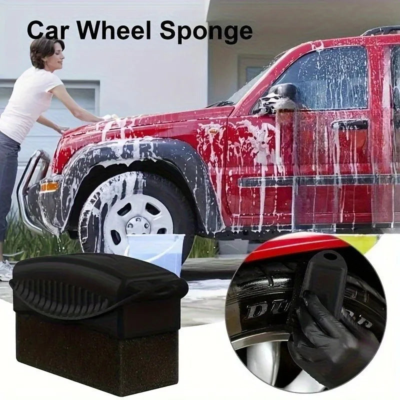 1pc Car Hub Brush with Cover - Wax Plating Crystal Sponge Wipe Cleaning Supplies for Smooth Tire Brush,PP Materialm,motorcycle
