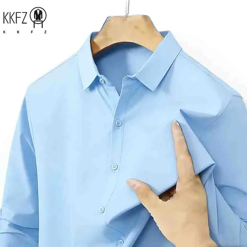2026 New Men's Breathable Navy Blue Long Sleeve Shirt Spring & Autumn Casual Button Up Top for Daily Commute