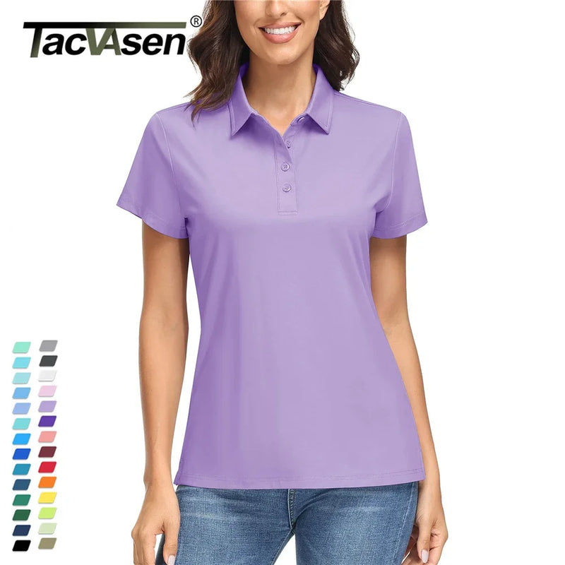 TACVASEN Summer UPF 50+ Short Sleeve Shirts Womens Sun Protection T-shirts Quick Dry 4 Buttons Tennis Workout Tee Golf Pullovers