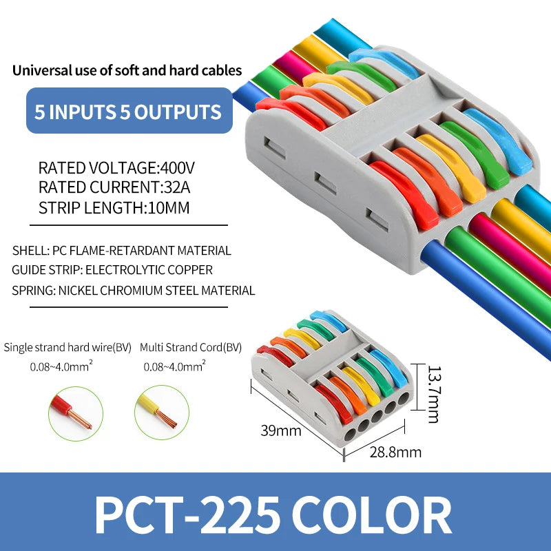 10/1000PCS Mini Quick Wiring Connector Universal Splitter wiring cable Push-in Combined Butt Terminal Block 1 in 2/3 out 32A SPL