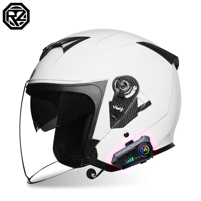 Motorcycle helmet dual lens Capacite De Moto helmet half face summer cool Casco Moto Street four season Bluetooth helmet