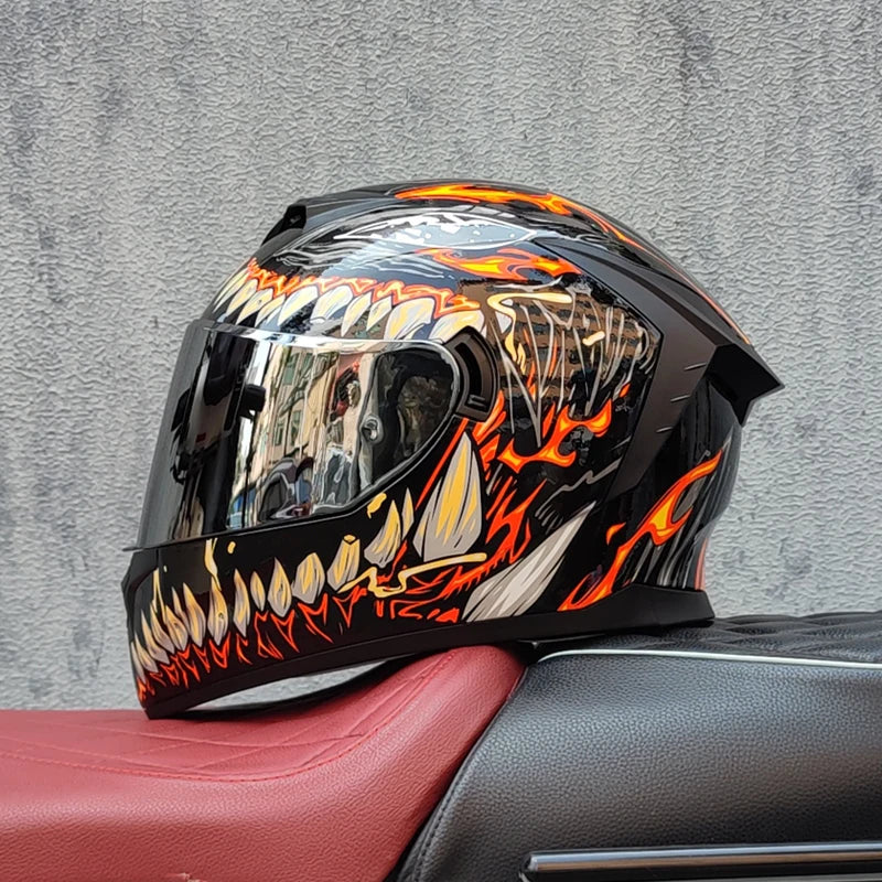 DOT Approved Safety Motorcycle Helmets Full Face Dual Lens Racing Helmet Strong Resistance Off Road Helmet