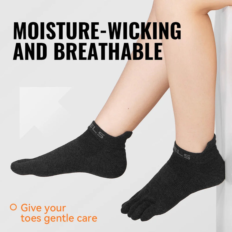 WRELS 1/2/3pairs Merino Wool Running Hiking Socks Wool Ankle Socks Moisture Wicking Breathable Anti-Blister 5 Toe No Show Socks
