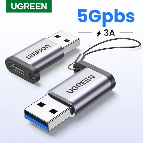 អាដាប់ទ័រ USB UGREEN ប្រភេទ C USB 3.0 2.0 ប្រុស ទៅ USB 3.1 ប្រភេទ C ស្រី ប្រភេទ C អាដាប់ទ័រ សម្រាប់កុំព្យូទ័រយួរដៃ Samsung Xiaomi កាសស្តាប់ត្រចៀក 10 អាដាប់ទ័រ USB