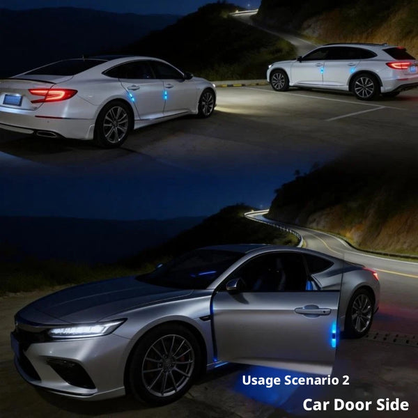SEAMETAL 1/2/4PCS Colorful Car Door Anti-collision Warning Strip Solar LED Flashing Decorative Light Strip for Car Motorcycle