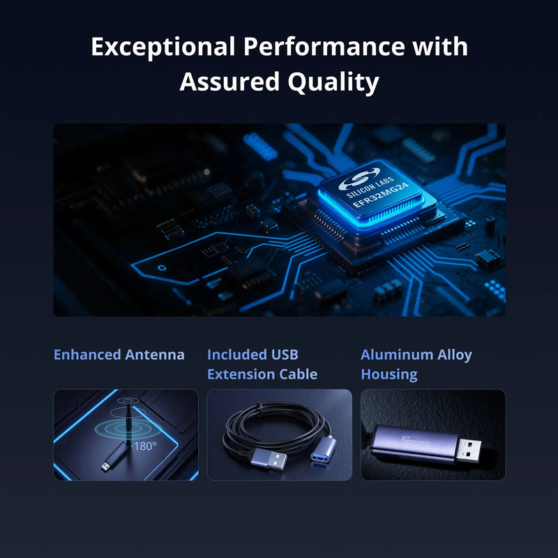 SONOFF Dongle Plus MG24 Zigbee Thread USB Dongle EFR32MG24 New-Powerful Chip Max 4.5dBi High-Gain Antenna Aluminum Zigbee2MQTT
