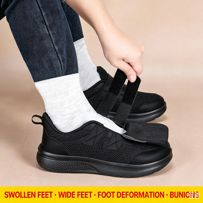 Extra Wide Orthopedic Walking Shoes for Diabetic Swollen Feet Adjustable Double Hook and Loop Sneakers Wide Toe Comfort Casual