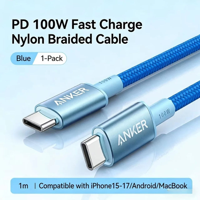 ខ្សែសាក ANKER សម្រាប់ Apple 17/16/15 Pro Max ខ្សែសាកទិន្នន័យប្រភេទ C ពីរ 100W / 140W សាកលឿនខ្លាំង