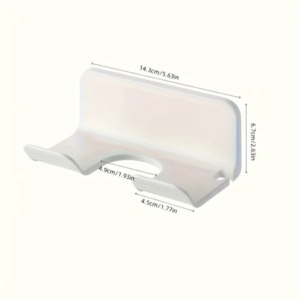 1pc Wall-Mounted Hair Dryer Organizer-Sleek White Plastic Corner Holder for Bathroom,Home,Space-Saving Design.Convenient storage