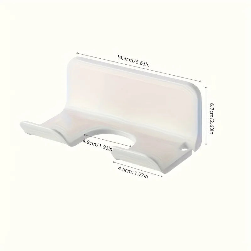 1pc Wall-Mounted Hair Dryer Organizer-Sleek White Plastic Corner Holder for Bathroom,Home,Space-Saving Design.Convenient storage