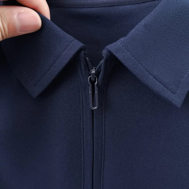 Men's Half-Zip Polo Shirt – Premium Summer Casual Business Style, Soft Cotton Blend, Wrinkle-Resistant, Classic Colors