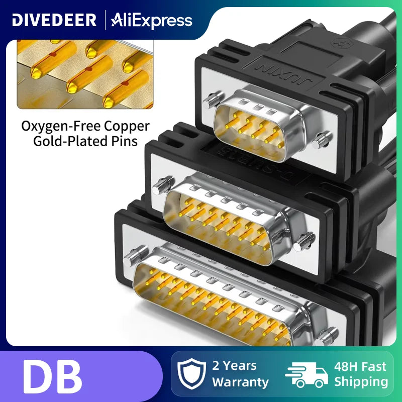 DIVEDEER DB9 DB15 DB25 Serial Cables Single-Ended RS232 Connector Wires with 9-Pin Terminal Blocks