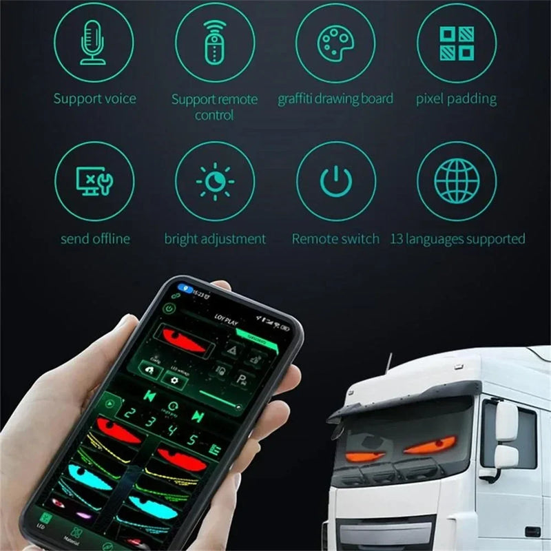 Flexible Screen LED Car Windshield Eyes LED Matrix Pixel Panel Display Plug-in DIY App Text Animation for The Car Windshield