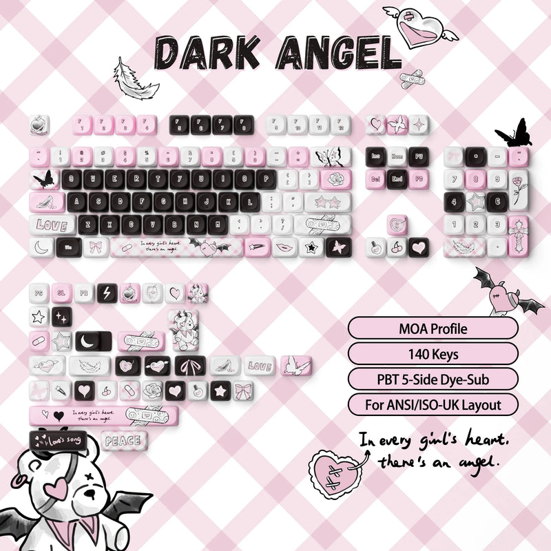 Akko Original Cute Theme MOG/MOA/MAO Profile PBT Keycap Set 5-side Dye-sub ANSI/ISO Layout Girl Keycaps Gift Round Bun Mushroom