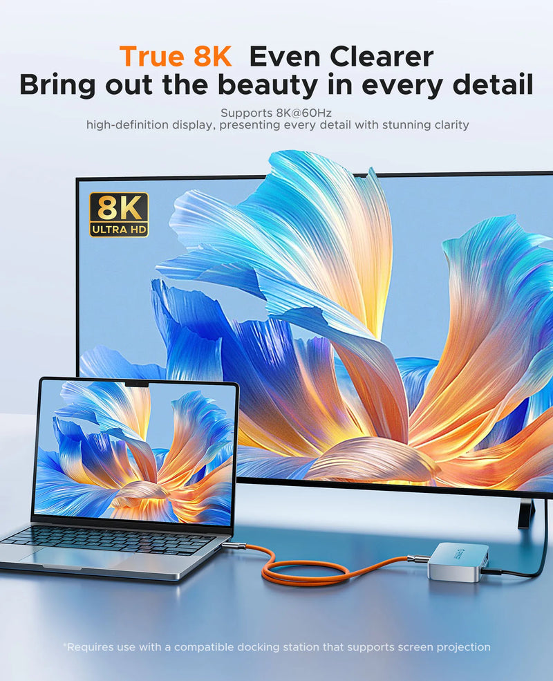 ORICO Thunderbolt 5 Compatible Cable 2M HD Video 8K60Hz USB C PD240W Fast Charge USB4 40Gbps Data Transfer for MacBook Pro