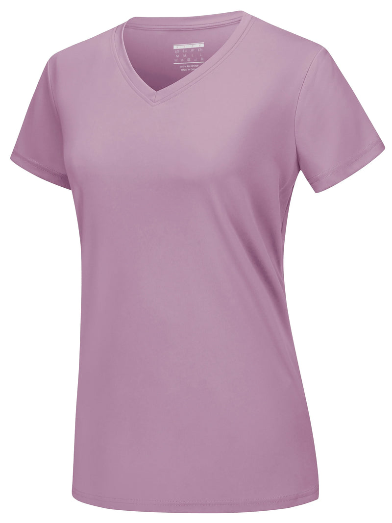 TACVASEN UPF 50+ Summer Sun Protection V-Neck T-shirts Womens Short Sleeve T-shirts Breathable Lightweight Quick Dry Shirts Tops