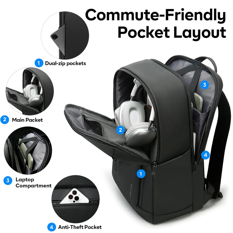 BANGE Carry On Lightweight Men's 15.6 inch Laptop Backpacks for Short Travel Business Trip Backpack Schoolbag with Side Pockets