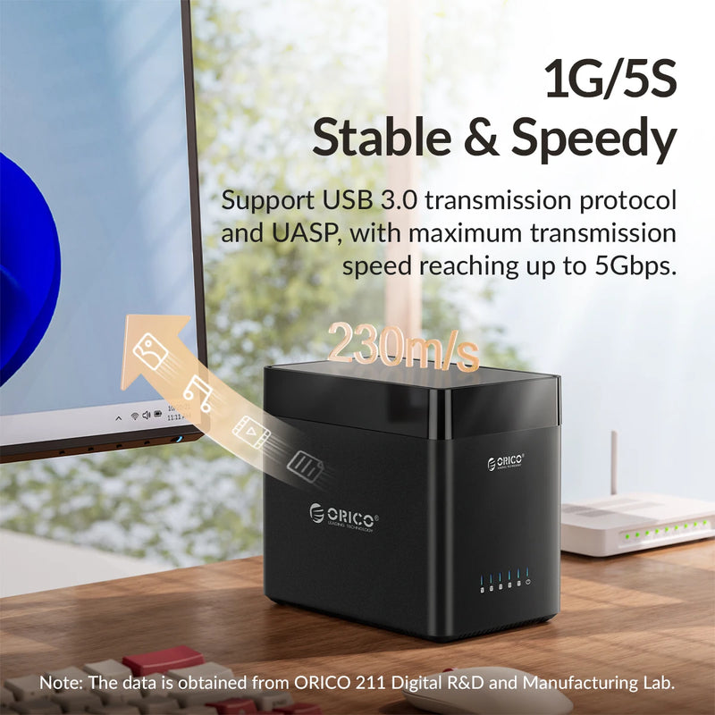 ORICO DS Series 5 Bay 3.5 inch USB Hard Drive Enclosure Magnetic-type SATA to USB3.0/Type-C HDD Case for Altcoins Mining