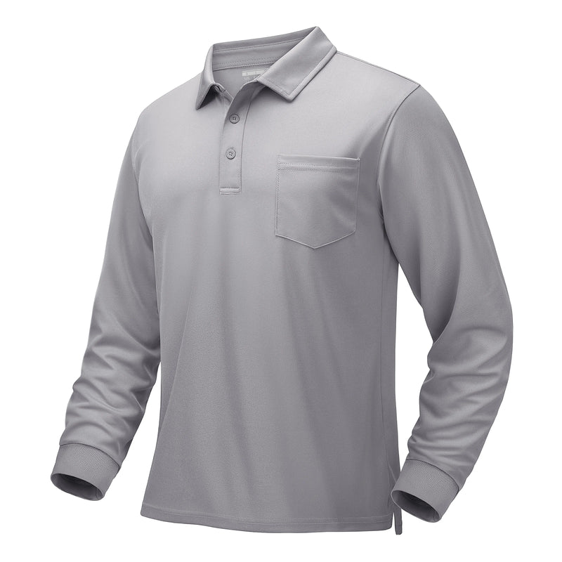 TACVASEN Mens Work Polo Shirts Chest Pocket Casual Polo Shirt Lightweight Breathable Performance Outdoor Golf Polo Tee Tops