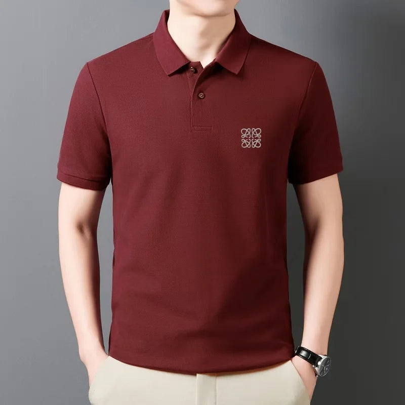 Men's Summer Luxury Brand Cotton 100% Polo Shirt Lapel Printing Short Sleeves T-Shirt Business Leisure Ventilate Men's Clothing