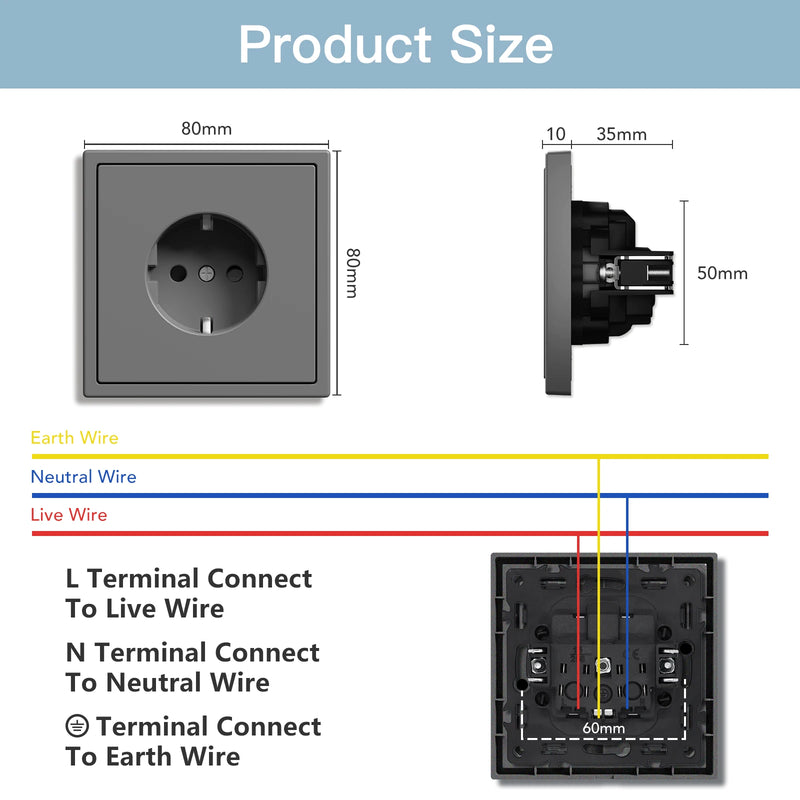 BSEED 1/2Gang Wall Button Switch USB Type-C Wall Socket Module Part Internet TV Telephone Socket Plastic Frame DIY Function Part