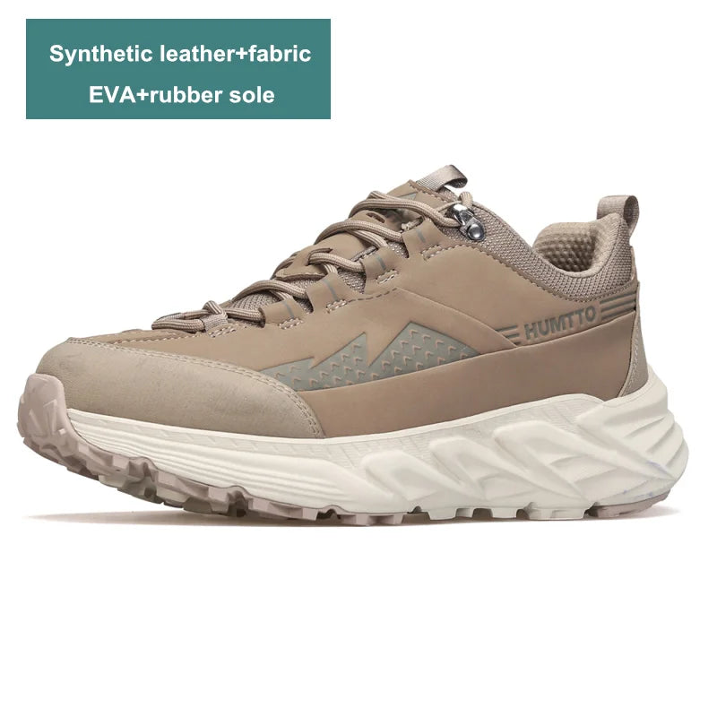HUMTTO Shoes for Men 2023 Luxury Designer Leather Hiking Boots Outdoor Climbing Trekking Sneakers Mens Sports Walking Man Shoe
