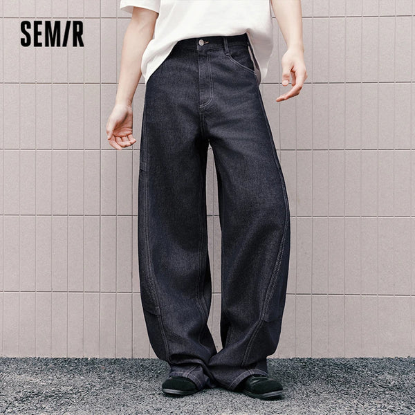 ខោខូវប៊យបុរស Semir បែប Retro រលុង ជើងកោង បន្ទះ Denim ទន់ រចនាប័ទ្មធម្មតា ខោរដូវស្លឹកឈើជ្រុះ ស្លៀកប្រចាំថ្ងៃធម្មតា 2026