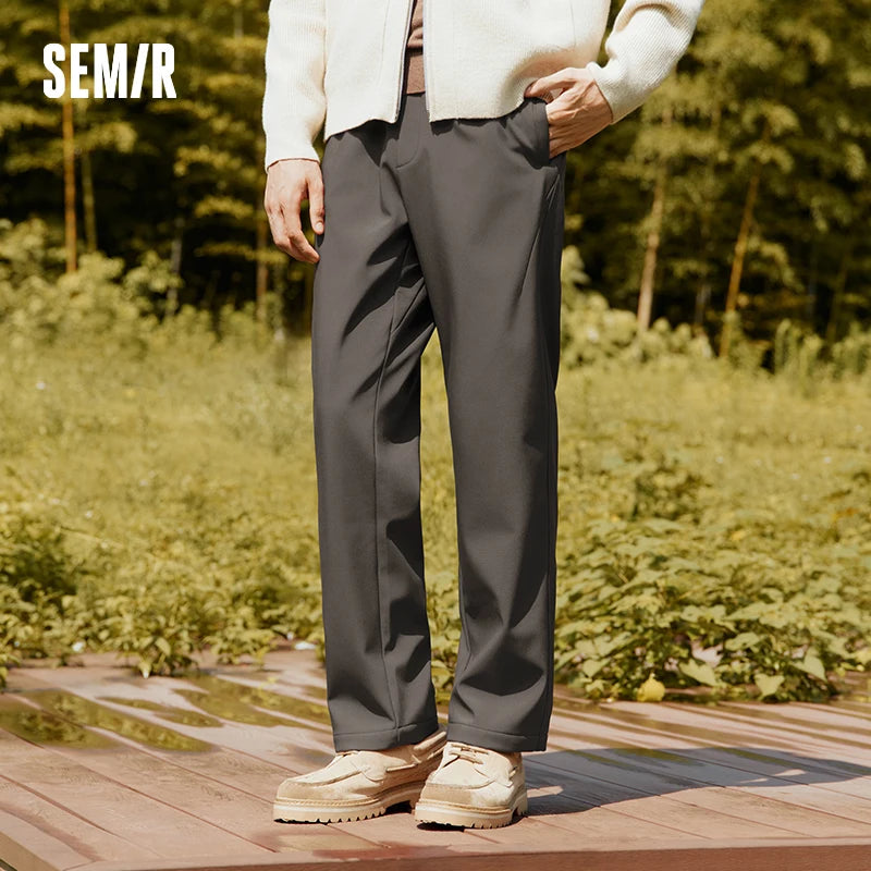 Semir Casual Pants Men Three-Resistant Soft Shell Fleece Lined Straight Leg 2025 Winter New Long Pants Commuting Basic Versatile