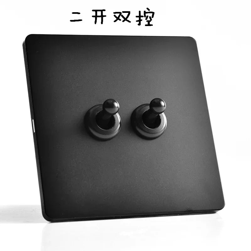 Depoguye High Quality Retro European Lamp Switch Socket, Stainless Steel Brass Toggle Switch Plate, Household Wall Lamp Switch