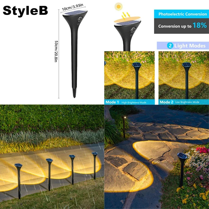 ភ្លើង LED ដើរលើអាកាស 1-4 ដុំ បំភ្លឺទេសភាពខាងក្រៅ ភ្លើងសូឡាការពារទឹក IP65 បំភ្លឺសួនច្បារ សូឡា សម្រាប់ទីធ្លាសួនច្បារ ផ្លូវដើរលេង ទីធ្លាផ្ទះ