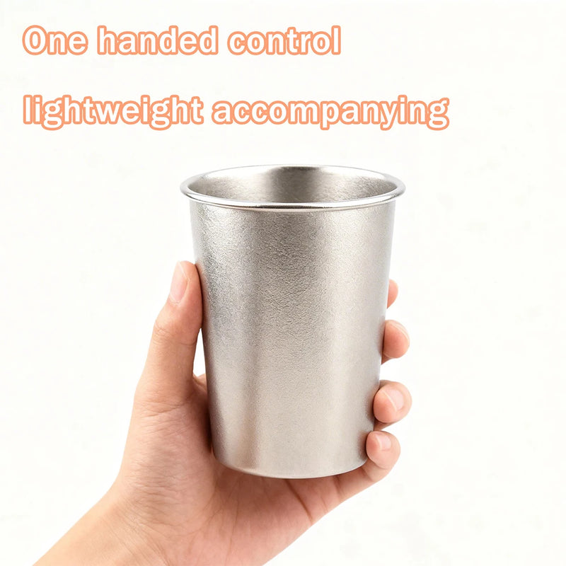 Super Light Pure Titanium Coffee Mug Camping Portable Polishing Breakfast Mule Milk Beer 350ml Juice Cup,Water Drinking Tumbler