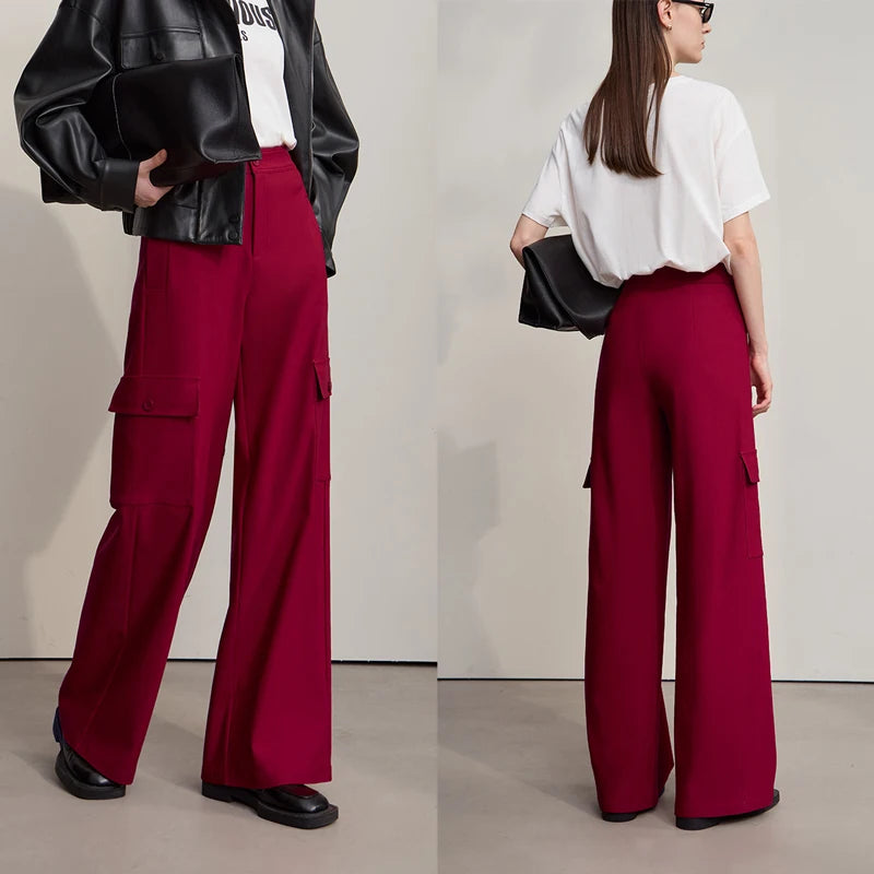 ខោ Amii Minimalism Women រដូវស្លឹកឈើជ្រុះឆ្នាំ ២០២៥ ខោជើងវែង Loonse ធម្មតាពណ៌រឹង ខោប៉ាក់ងាយស្រួលប្រើសម្រាប់ស្ត្រី 12543186
