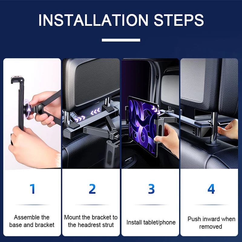SEAMETAL Universal Car Tablet Holder 360 Rotation Auto Back Seat Headrest Mount Phone Holder for 4-12.9 Inch iPad iPhone