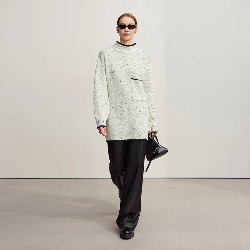 Amii Minimalist Sweater 2026 Winter New Semi-turtleneck Wool Loose Elastic Thick Long-sleeved Casual Sweater For Woman 12554033