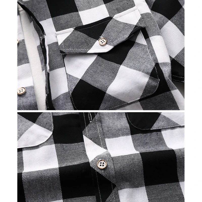 Men Red Striped Plaid Short-sleeved Shirt, Single-breasted Square Collar Cotton Shirts Summer Fashion Casual Camisa Men Chemise