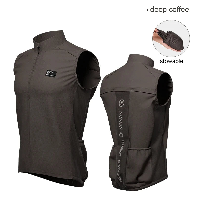 INBIKE Women's Cycling Vest Sleeveless Running Rain Jacket Lightweight MTB Biking Clothing Windbreakers Reflective With Pockets