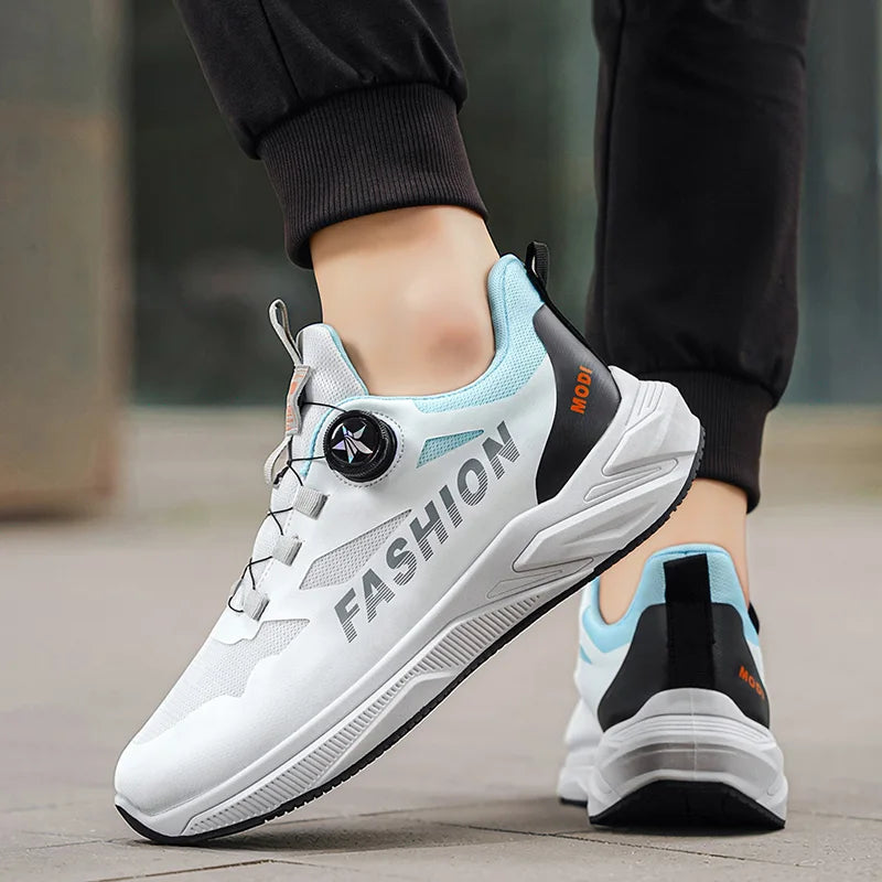 Men's rotating buckle casual sneakers four seasons new breathable lightweight outdoor running shoes students speed sport shoes