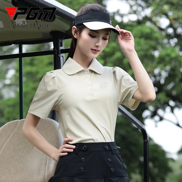 PGM Golf Women's Short Sleeve Polo Shirts Spring/Summer Breathable Tennis Top T-shirt Clothing YF883