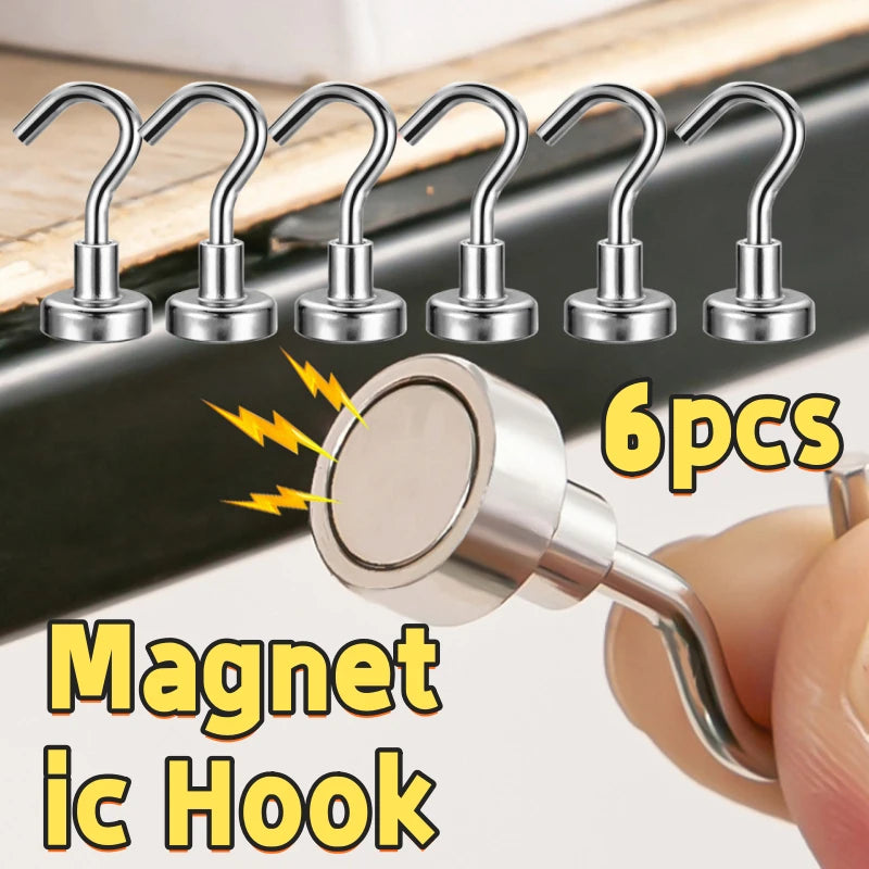 Magnetic Hook Heavy Duty, No Drill Wall Hooks for Bathroom Kitchen, Strong Hold
