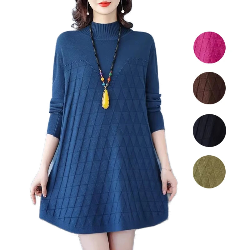 Winter Jerseys For Women New Loose Big Size Mother Pullover Sweater Knitwear Woolen Short Dress Female Jumper Pulls Clothes