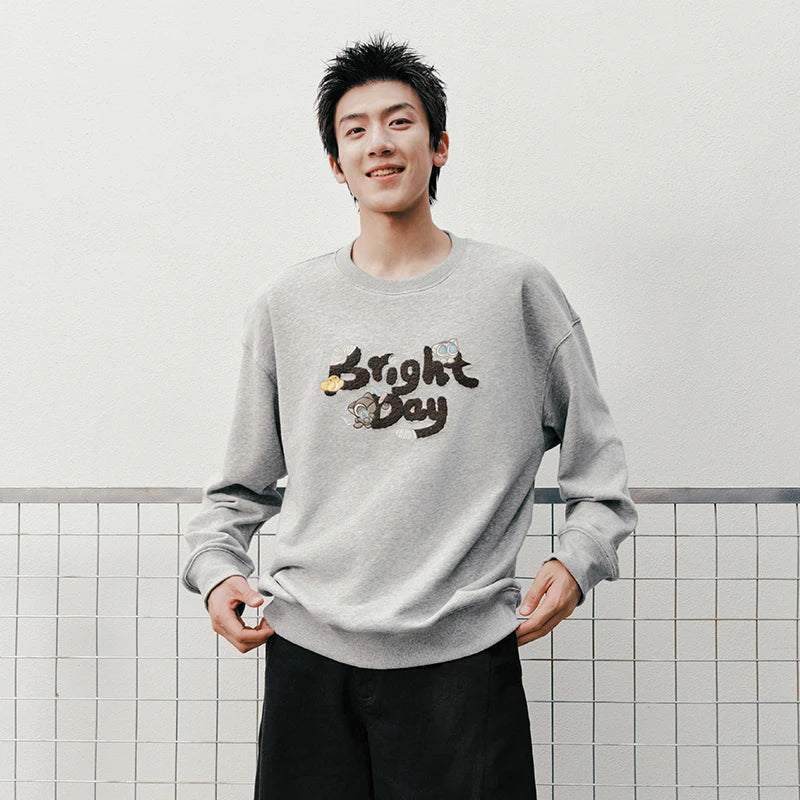 Semir Men Sweatshirt Soft Loose Crew Neck 2026 Autumn Pullover Couple Style Casual Knit Top Everyday Wear Daily Layer
