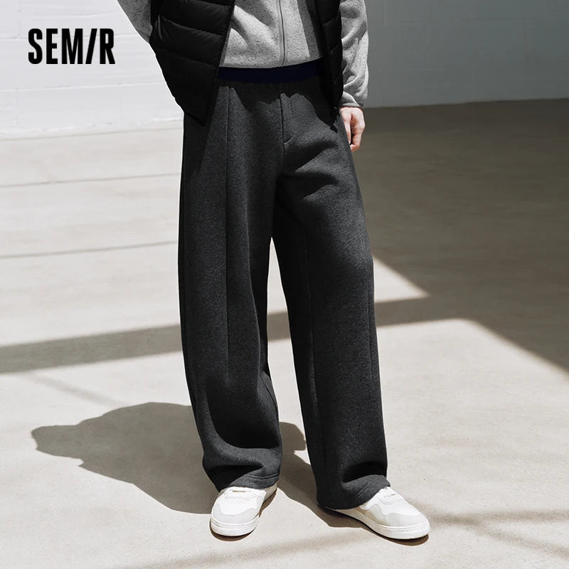 ខោបុរស Semir ធម្មតាមានខ្សែចង រលុង ជើងកោង កម្ដៅក្តៅ រដូវរងាថ្មី 2026 ស្លៀកប្រចាំថ្ងៃ រចនាប័ទ្មធម្មតាក្នុងទីក្រុង