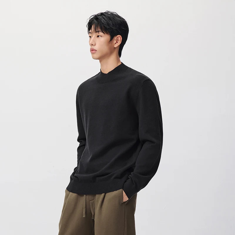 Semir Men Knit Sweater Mock Neck Thermal Warmth Antistatic Antibacterial 2026 New Winter Daily Wear Urban Casual Style