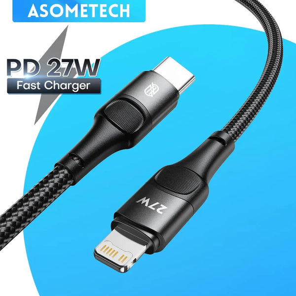 ខ្សែសាក USB Type C 27W PD សម្រាប់ iPhone 14 13 12 Pro Max Mini Xs Xr X 8 iPad MacBook ខ្សែសាកលឿន Type C ទៅខ្សែភ្លើងបំភ្លឺ