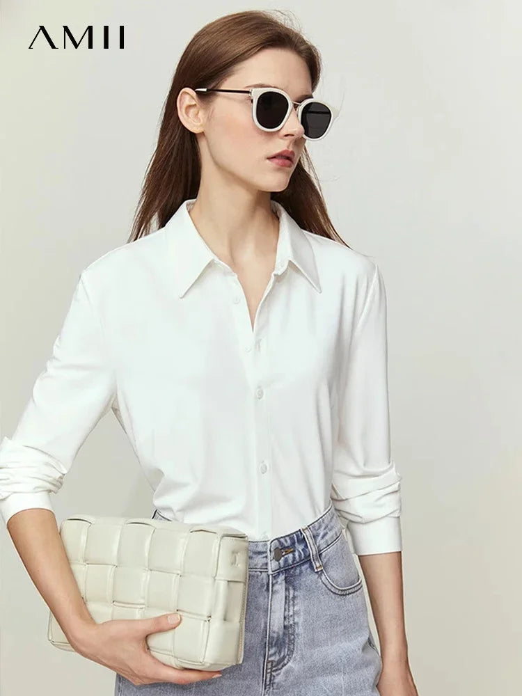 អាវ Amii Minimalism សម្រាប់ស្ត្រី 2026 រដូវស្លឹកឈើជ្រុះថ្មី អាវការិយាល័យនារី អាវដៃវែង អាវធម្មតា ម៉ូដទាន់សម័យ អាវធំសម្រាប់ស្ត្រី 12351012