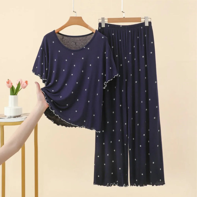 Thin Modal Short Sleeve Sleepwear Women's Pajamas Ladies Summer New Nightie Loose Pyjama Set Woman Female Sleeping Loungewear
