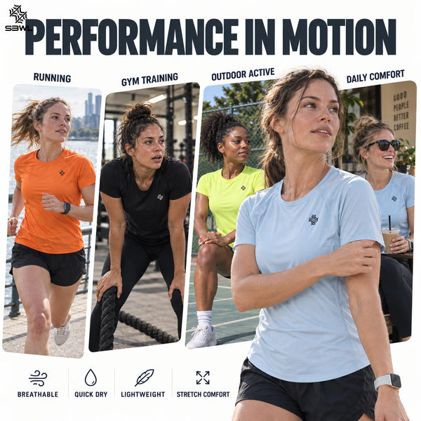 SBWL 2026 Harajuku Summer High-Quality Woman's Outdoor Leisure Sports Quick-Drying T-Shirt Running Short Sleeve Loose Tops