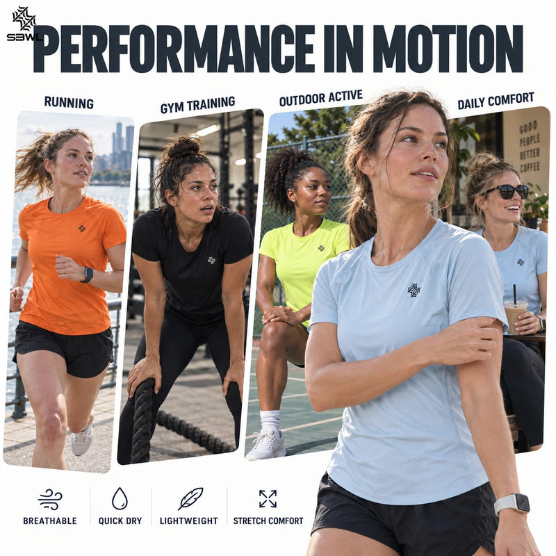 SBWL 2026 Harajuku Summer High-Quality Woman's Outdoor Leisure Sports Quick-Drying T-Shirt Running Short Sleeve Loose Tops