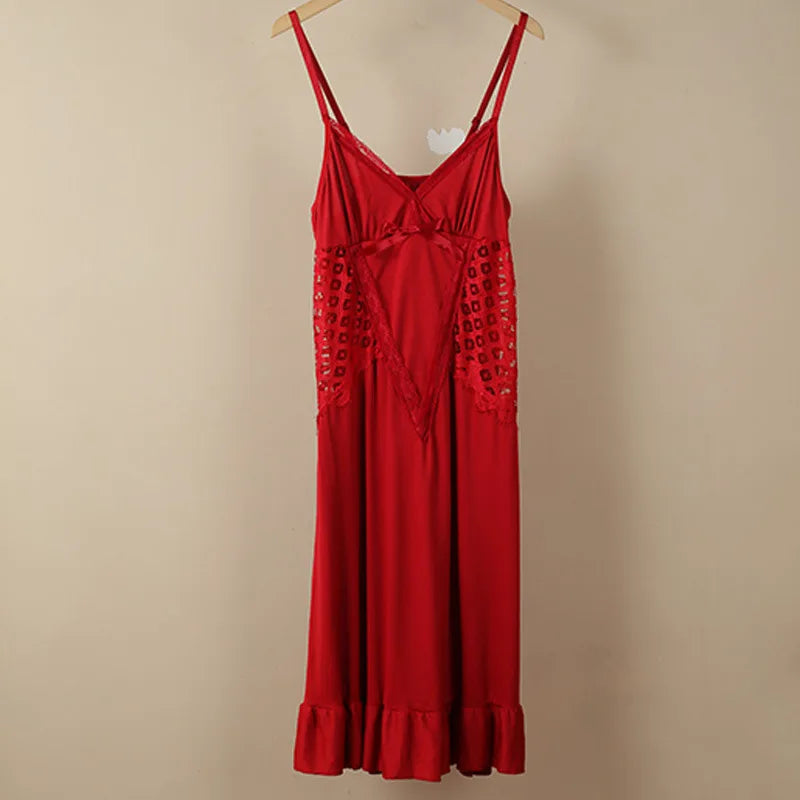 High-end Sexy Mesh Lace Nightdress Comfortable One Piece Pajamas Women's Thin Nightgowns Summer Ladies Sleepwear Home Dress