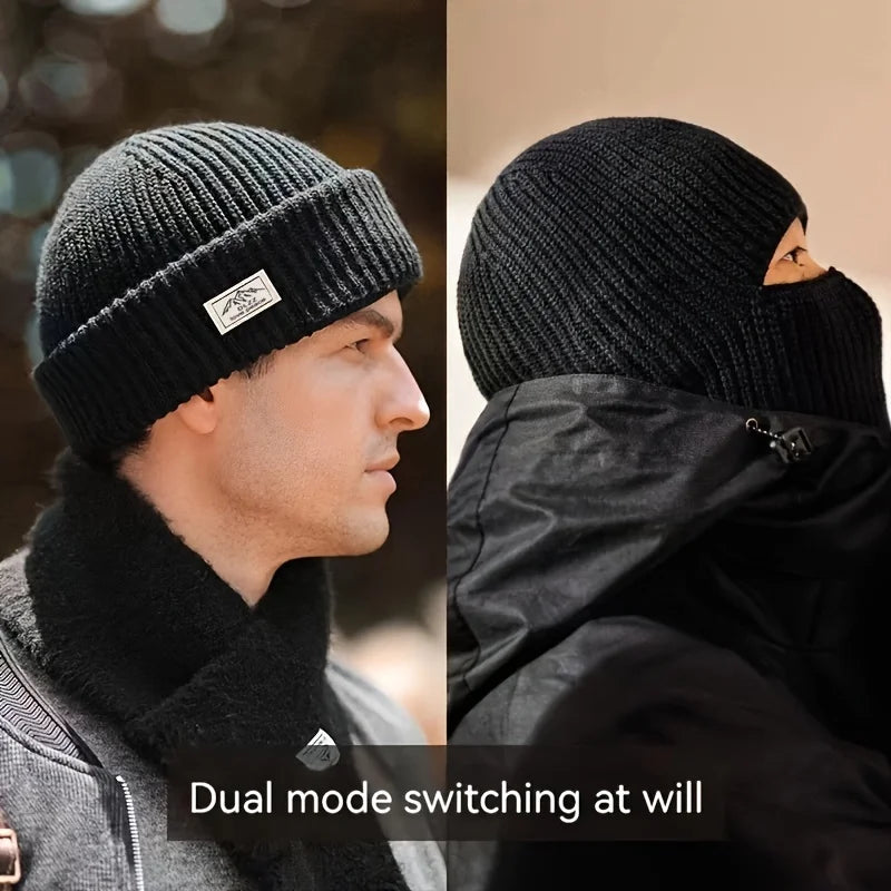Winter Men's Hats Knitted Wool Hat Windproof And Cold Resistant Head Cover Mask Warm And Cold Hat Outdoor Balaclava Warm Hat